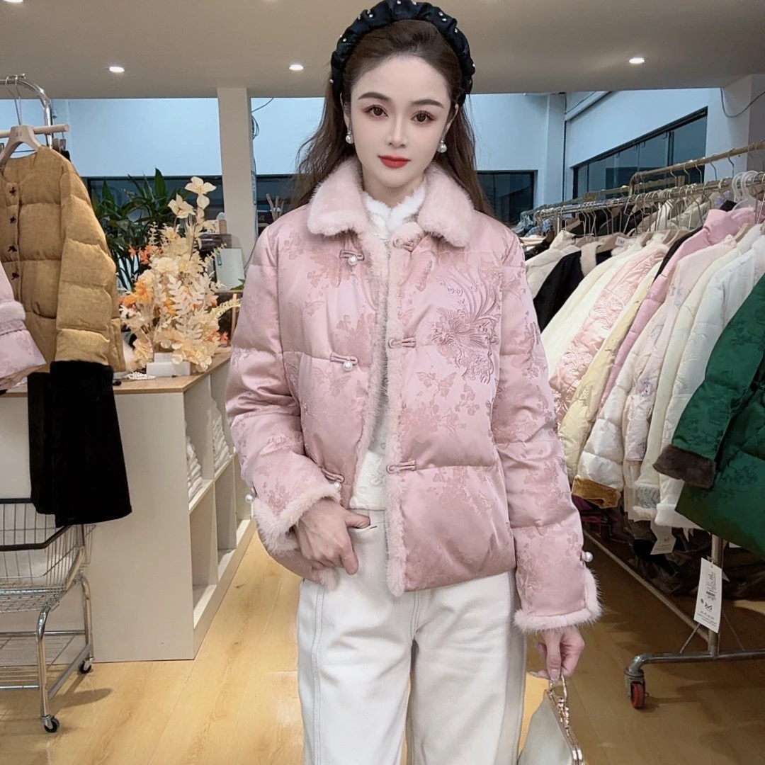 末末-2024冬季新款新中式时尚洋气加厚白鸭绒羽绒服 MG1215