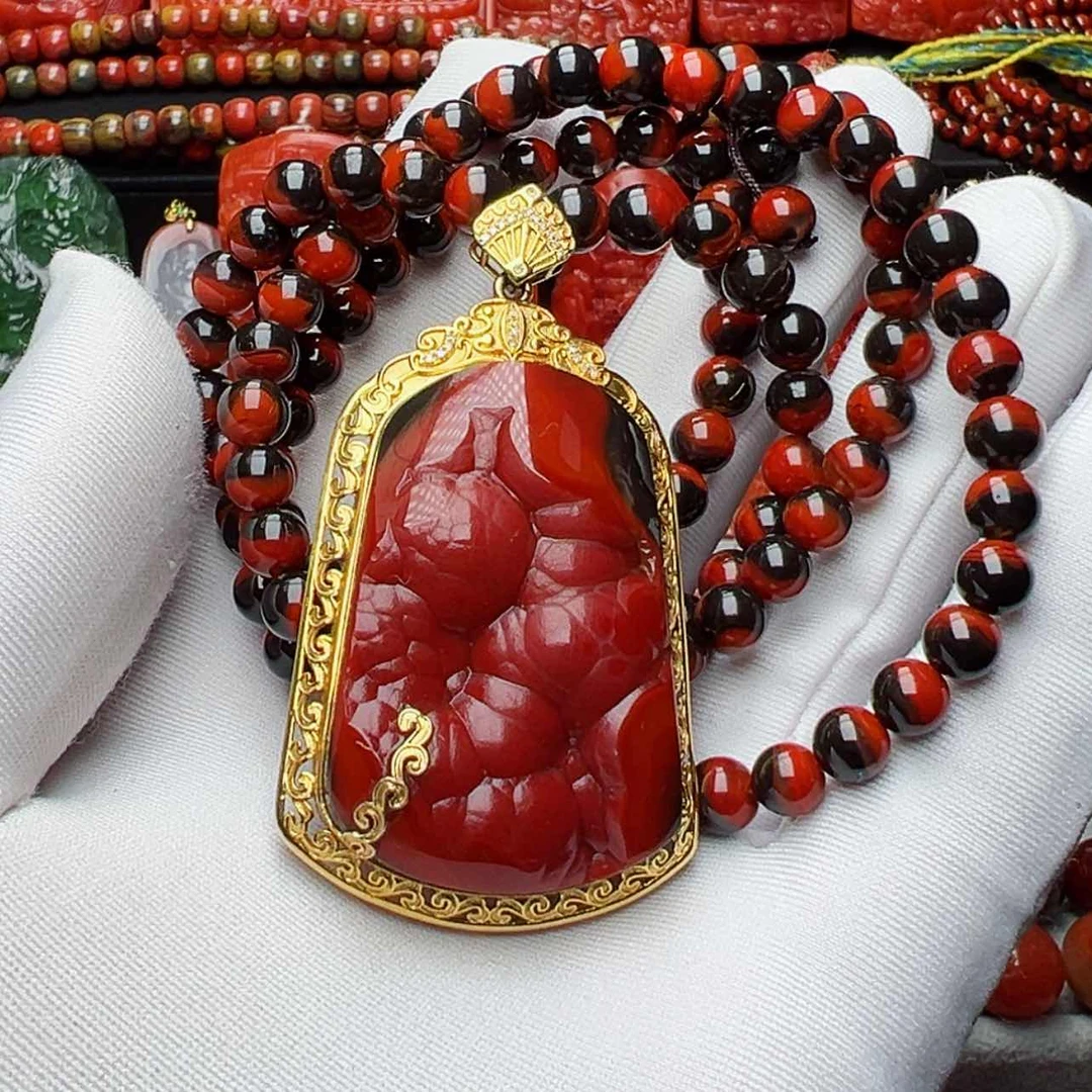 【闪购商品】南红玛瑙珠宝奇石18K金镶嵌