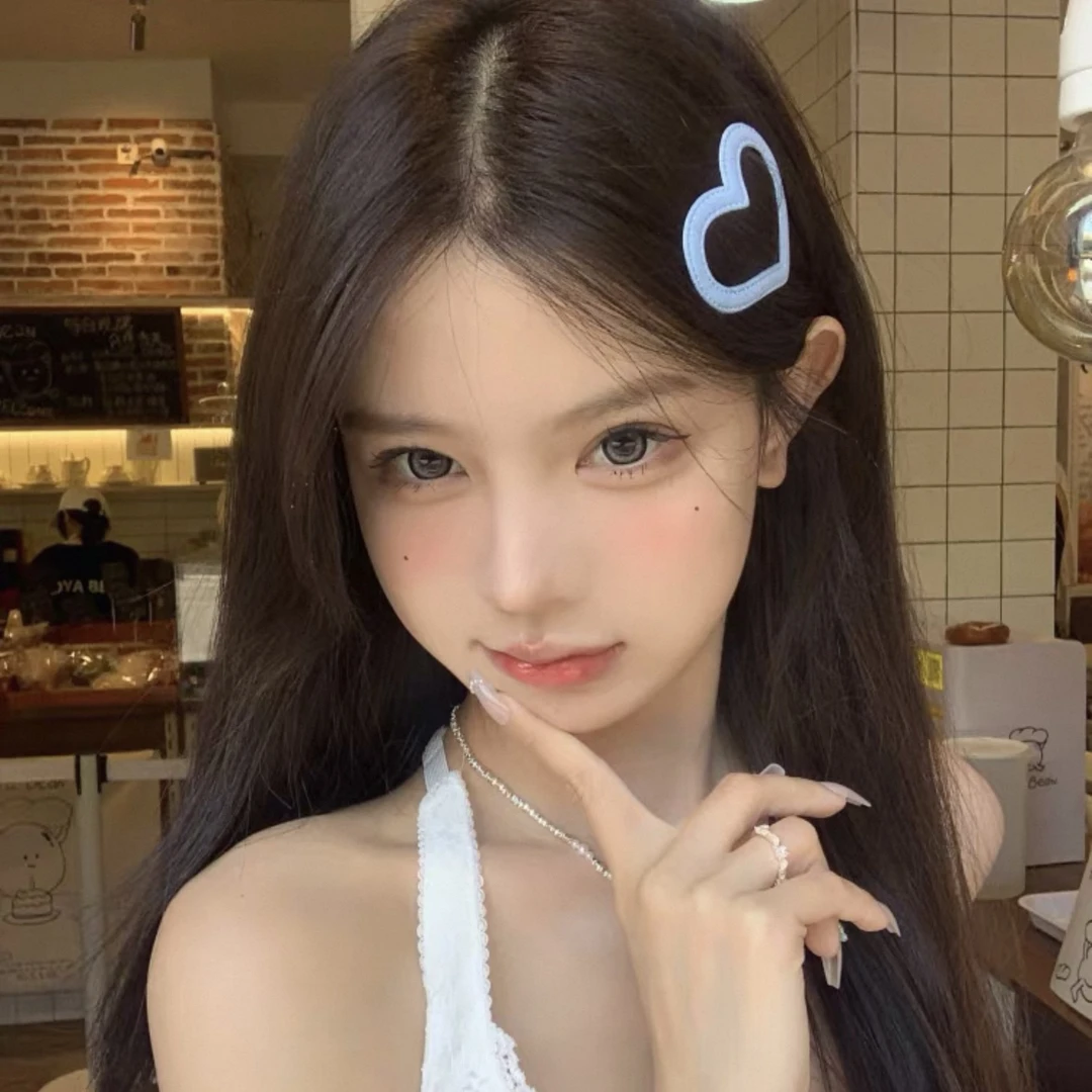 欧尼同款蓝色牛仔爱心BB夹发夹侧边碎发刘海夹边夹子