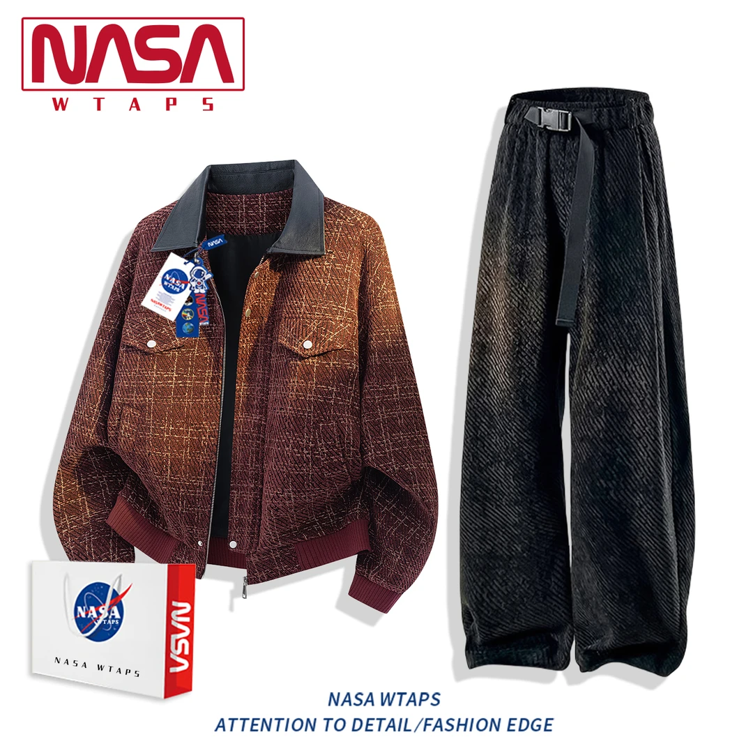 NASA WTAPS潮牌套装男新款美式轻奢小香风秋装夹克长裤休闲两件套