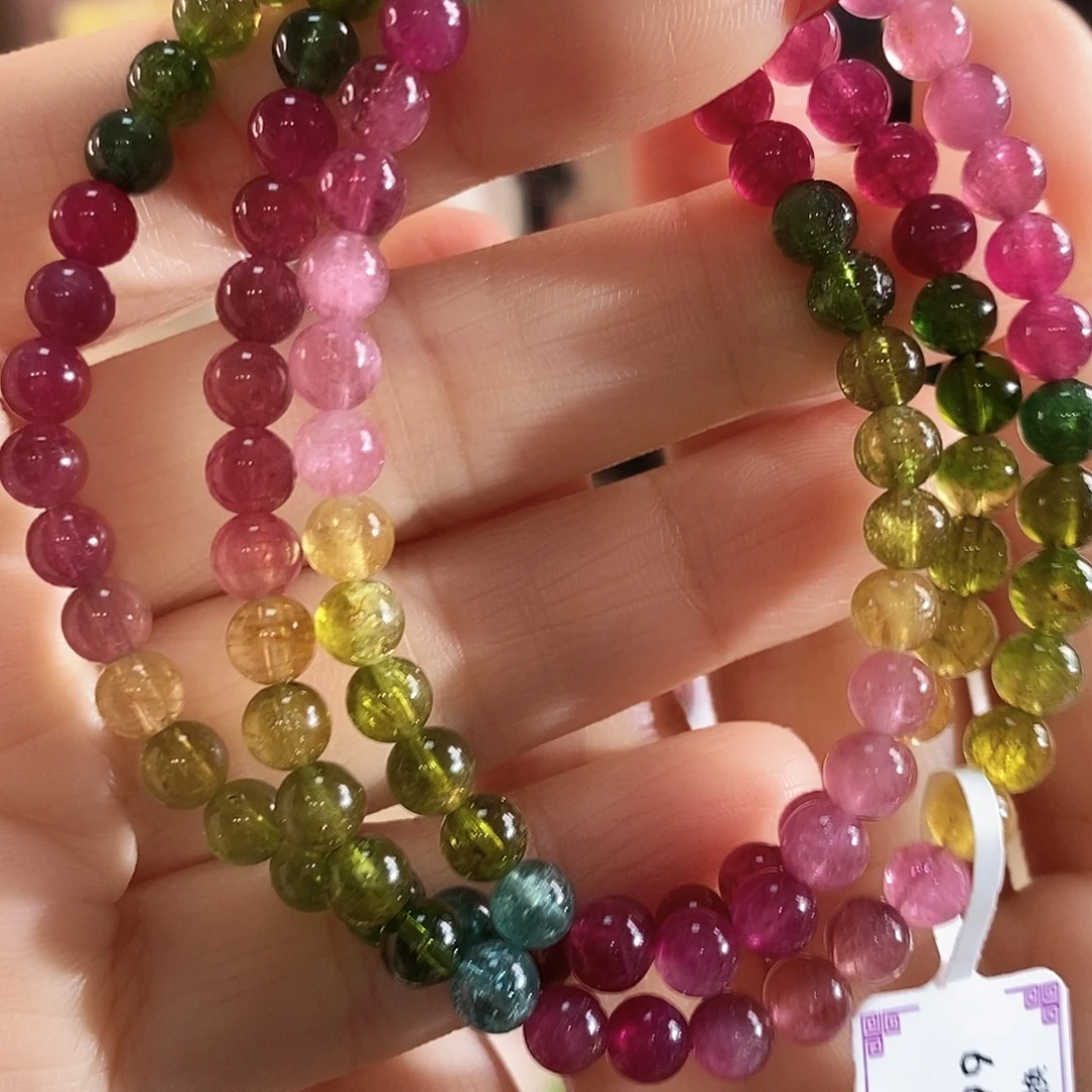 手链碧玺未镶嵌G2135三圈颜色微差