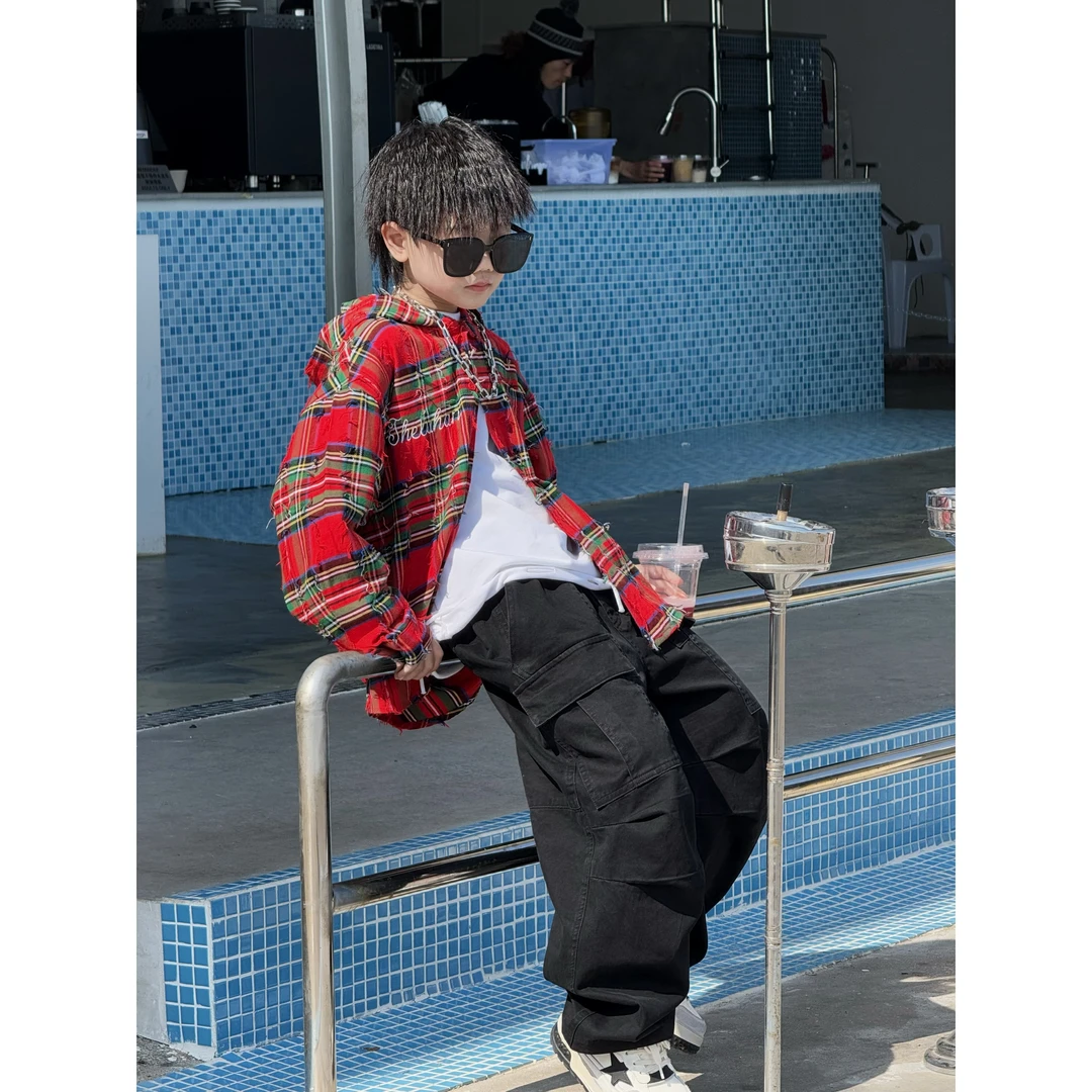 现货THE LUHAN【 风格自定义】春秋流苏格子亲子装中大童衬衫25010