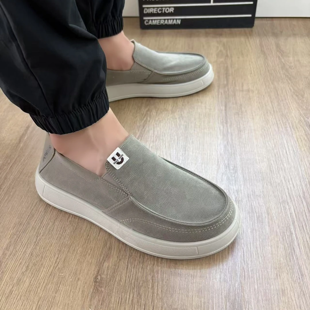 休闲透气素面薄款一脚蹬防滑潮鞋欧若精灵风男士老北京布鞋轻便