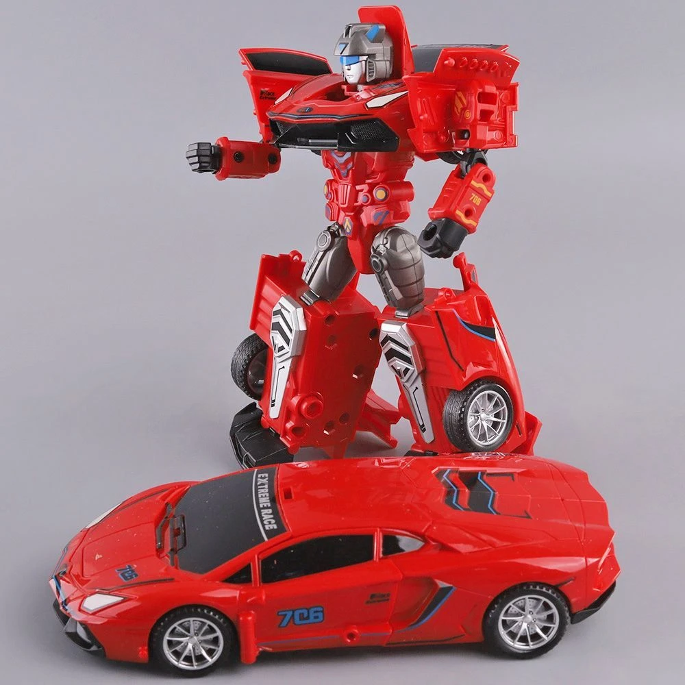 变形机器人玩具惯性跑车模型变身战士益智男女战警赛车卡车