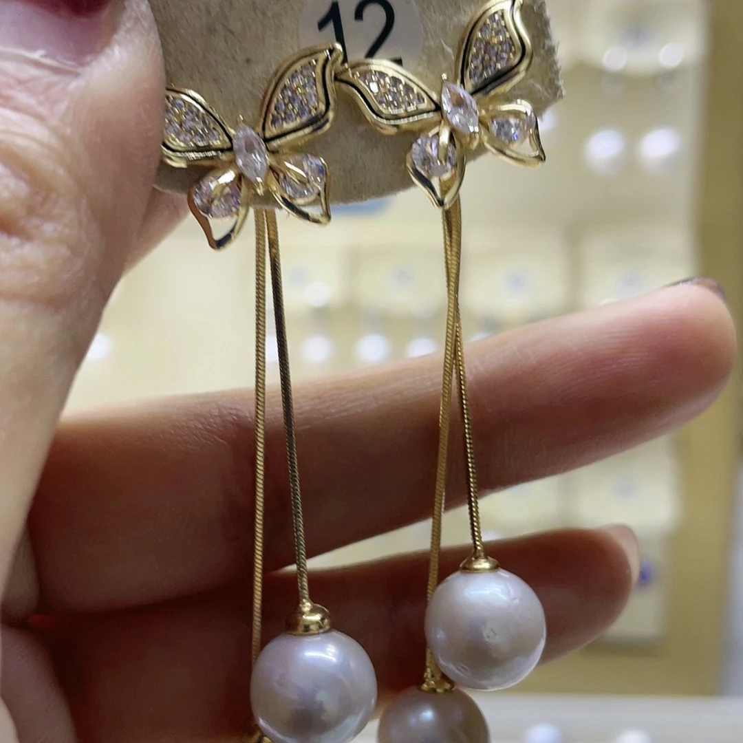 淡水珍珠耳饰银S925镶嵌