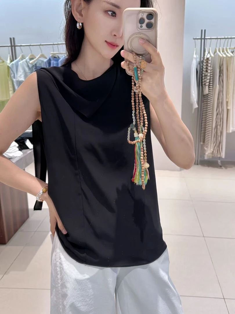 衬衫-615015气质显瘦丝滑无袖