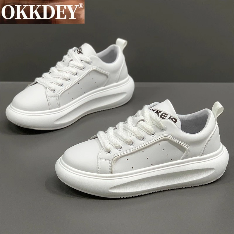 okkdey鞋子男款厚底增高小白鞋复古开车男鞋时尚百搭休闲鞋