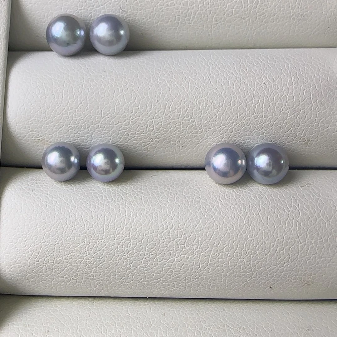 耳饰银S925镶嵌海水珍珠海水真多麻6.0～6.5