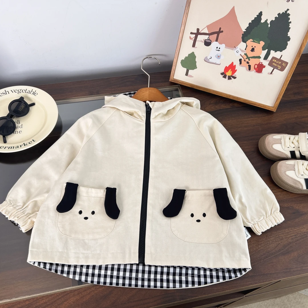 【新品】2025春季新款男童两面穿小狗连帽外套BMC25399