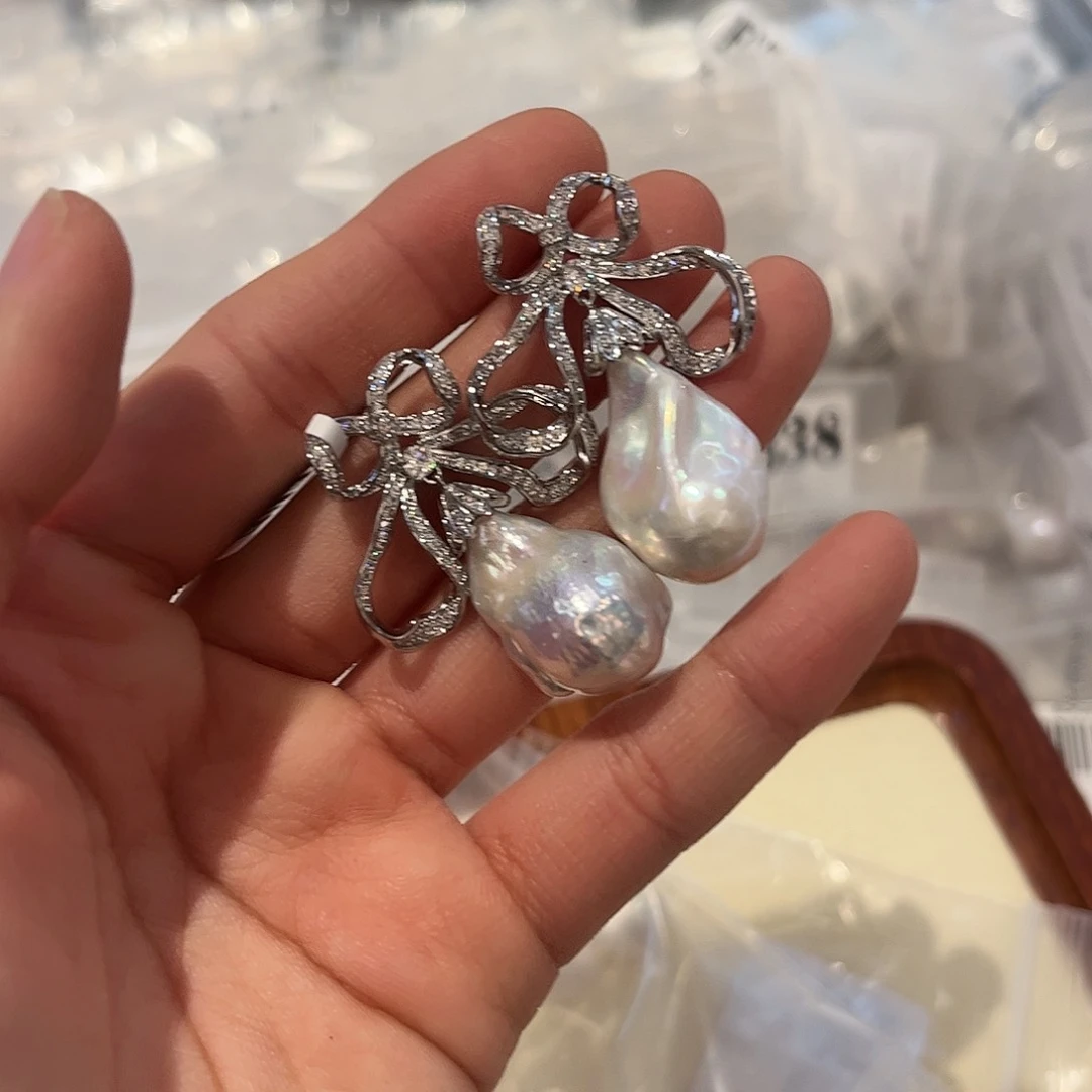 淡水珍珠耳饰合金