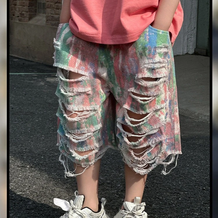 K5259 HY25191夏季彩色多破洞短裤