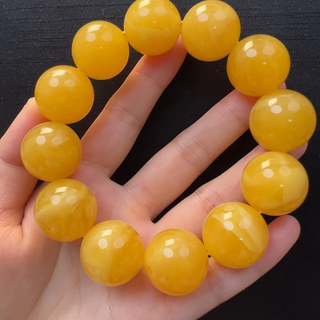 未镶嵌琥珀裸石焦皮橘底浓蜡手串20mm