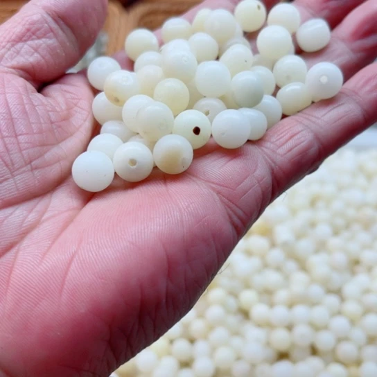 白玉菩提吊坠瑕疵白玉10苹果墩500颗