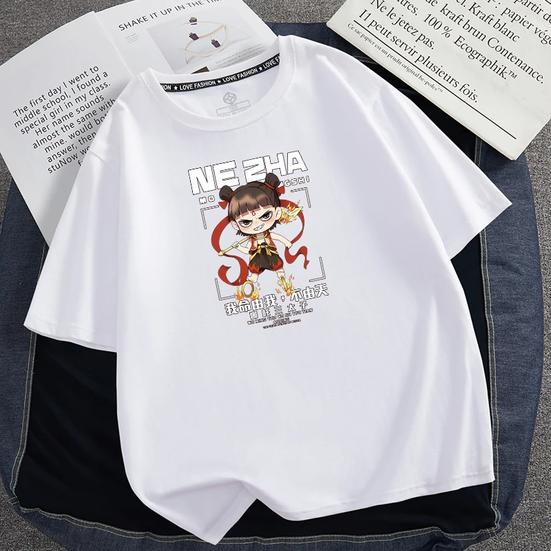 儿童哪吒印花短袖男童女童圆领T恤卡通宽松上衣夏季新款国潮半袖