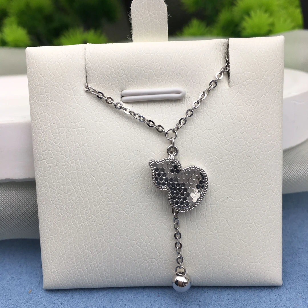 铂金素金流苏葫芦套链轻奢时尚银色镶嵌镶钻