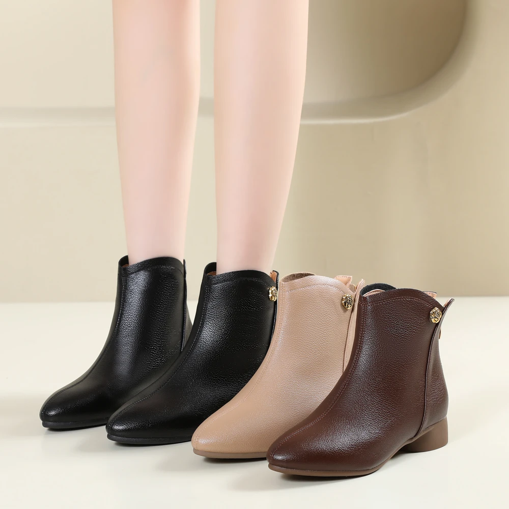 【断码清货】平跟高跟皮靴女鞋轻职风马丁靴尖头秋冬加绒女靴311