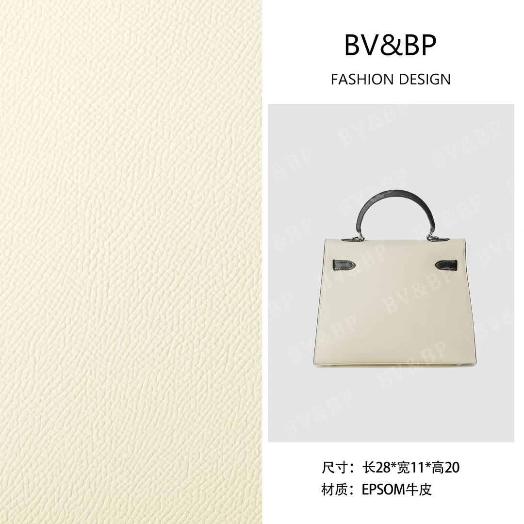 BV&BP· 原创设计 真皮高定手提单肩包 BV28-银扣-奶昔白拼黑色