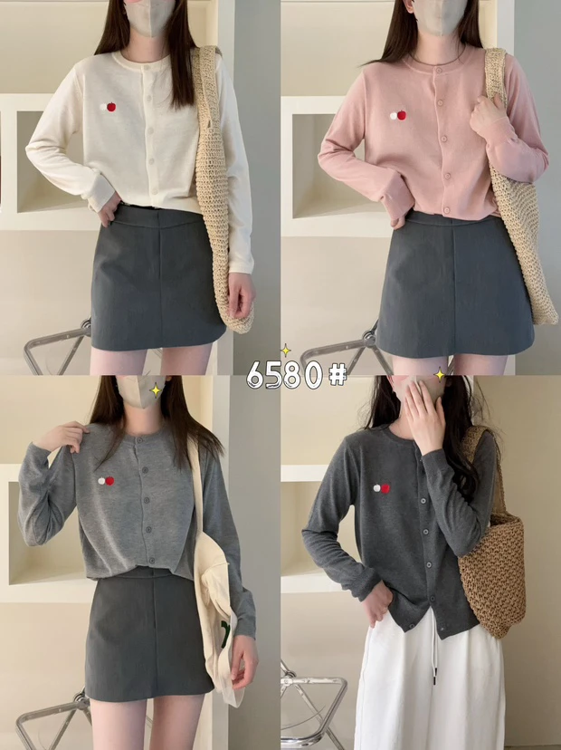 6580 小樱桃圆领针织开衫