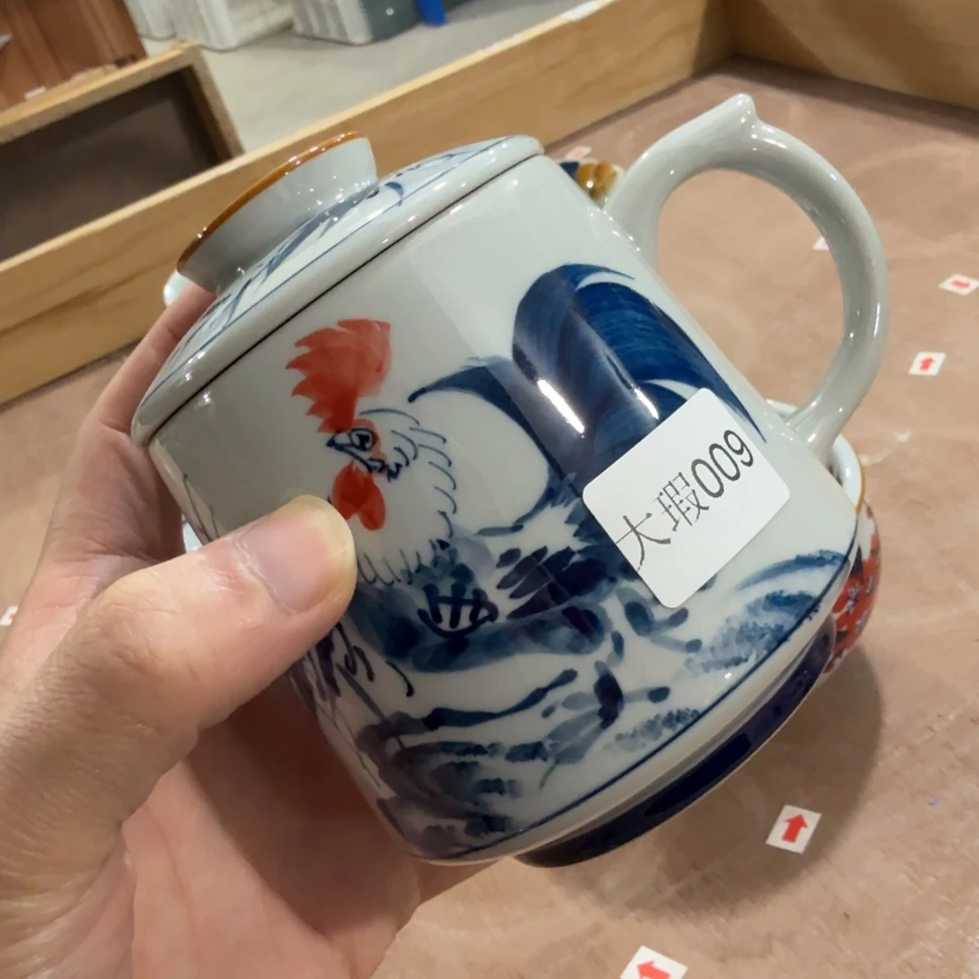 釉下手绘茶具微瑕