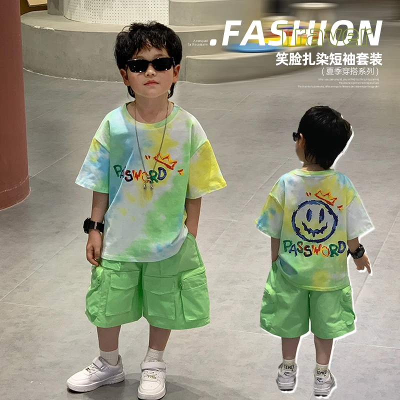 男童夏季套装2025新款儿童韩版短袖五分裤两件套宝宝夏装休闲衣服