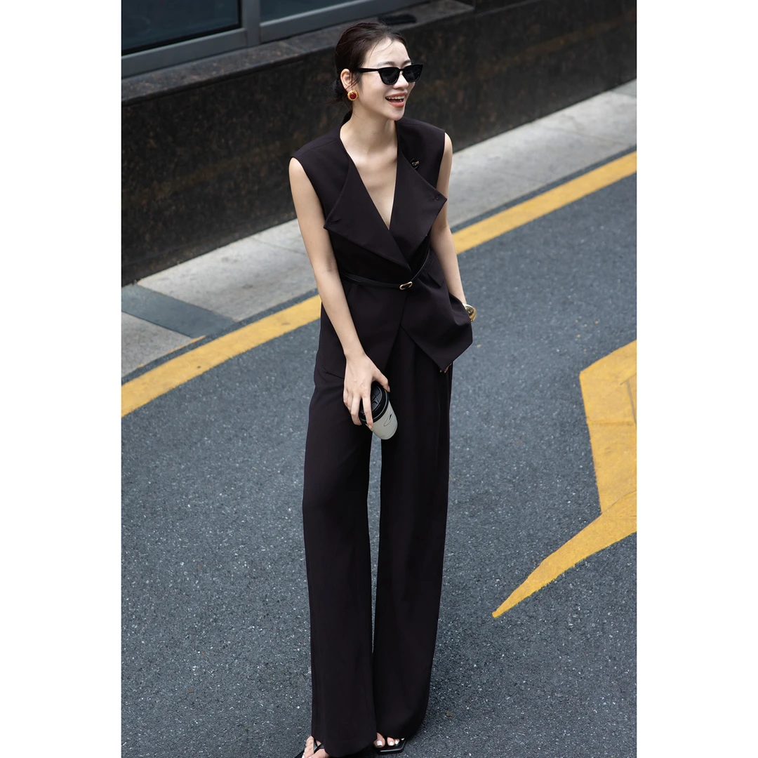 大翻领时尚减龄套装女2025初秋新款一衣多穿百搭显高显瘦两件套潮