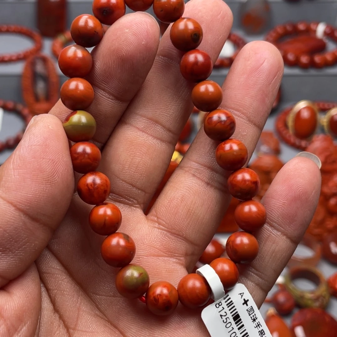 南红玛瑙未镶嵌珠宝奇石单圈8➕