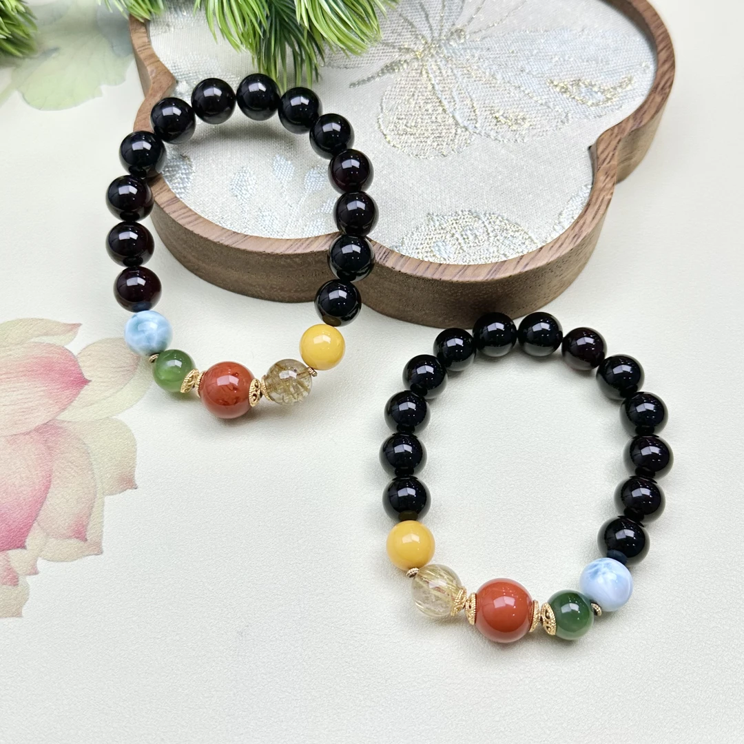 XR401琥珀翳珀五行手串10mm+多样性发其一