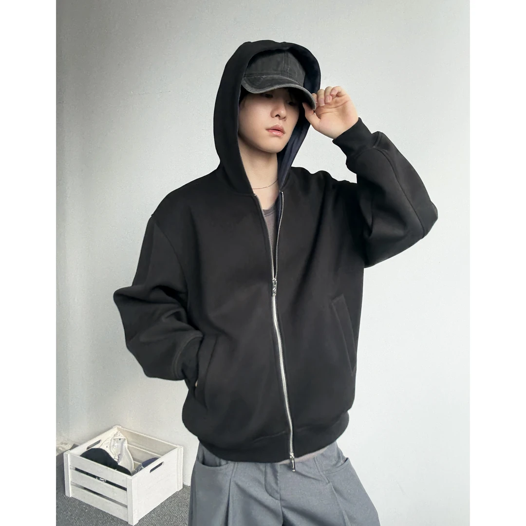 WIND BLOWS美式连帽拼色宽松型开衫卫衣百搭休闲廓形