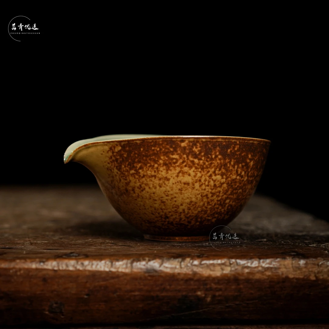 家用手捏公道杯草木灰釉手工茶具分茶器公杯龙泉陶瓷茶道纯手工