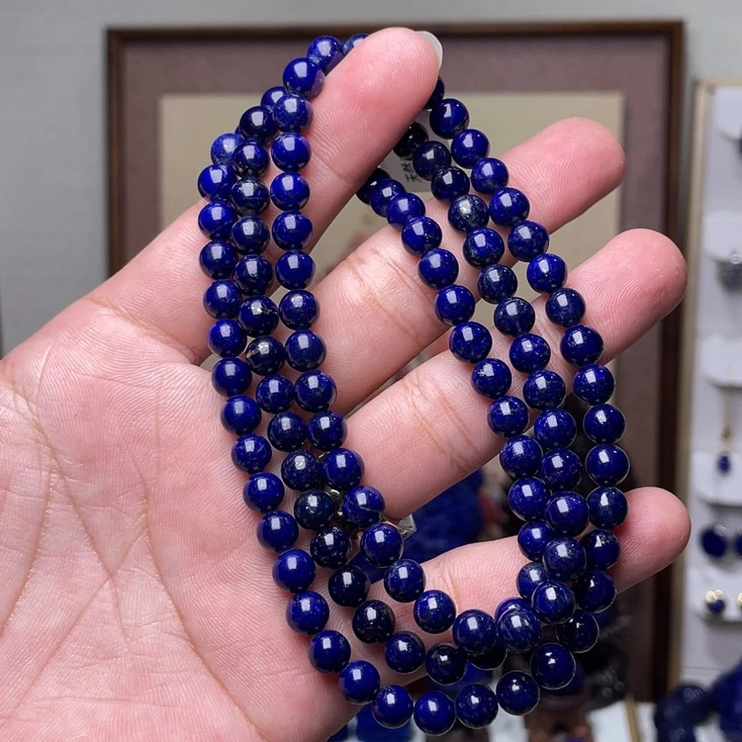 青金石未镶嵌黑加仑108颗6.8mm