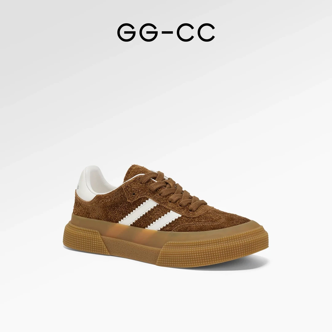 【徐艺洋同款】摩卡慕斯GGCC2025厚底德训鞋女撞色T头休闲板鞋子女