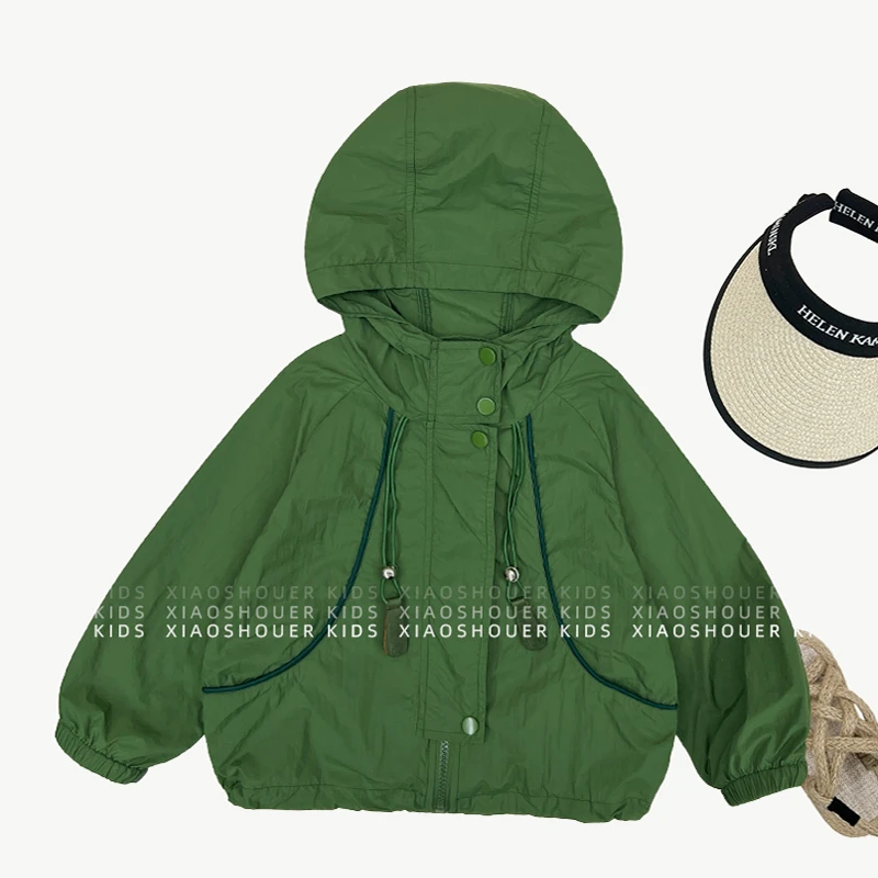 【小首尔】现货-夏儿童韩版简约设计款薄款透气防晒连帽外套HBB7190