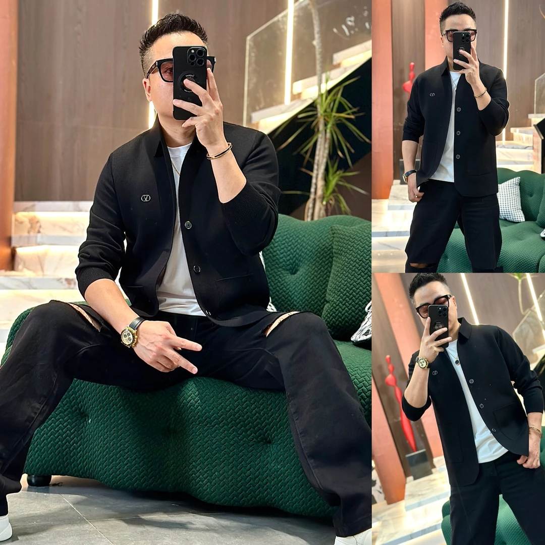 【发现者IV】2025秋季字母针织翻领简约开衫长袖针织衫韩版~2578