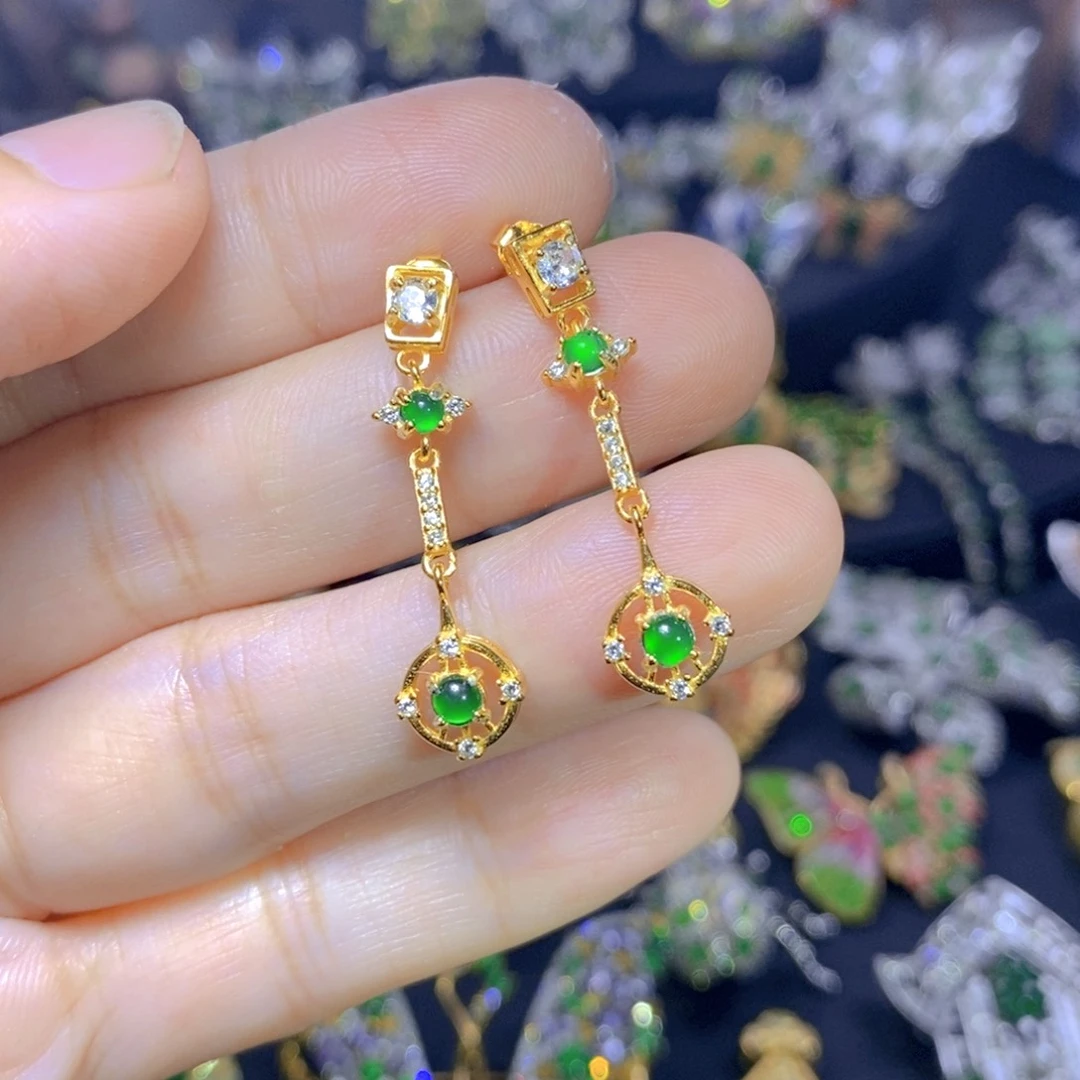 翡翠银S925镶嵌吊坠(不含链)天然翡翠