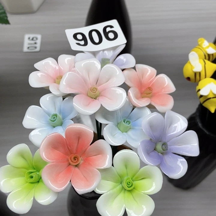 摆件手工制作陶瓷花10朵