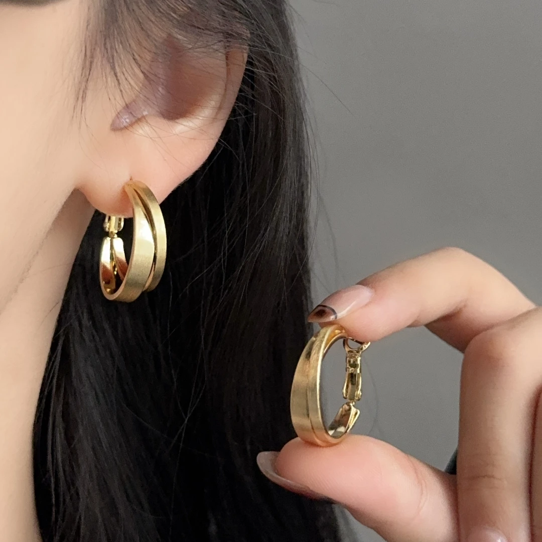 黑糖【耳饰】  小众拉丝金属缠绕耳圈个性耳饰潮流耳环E1361