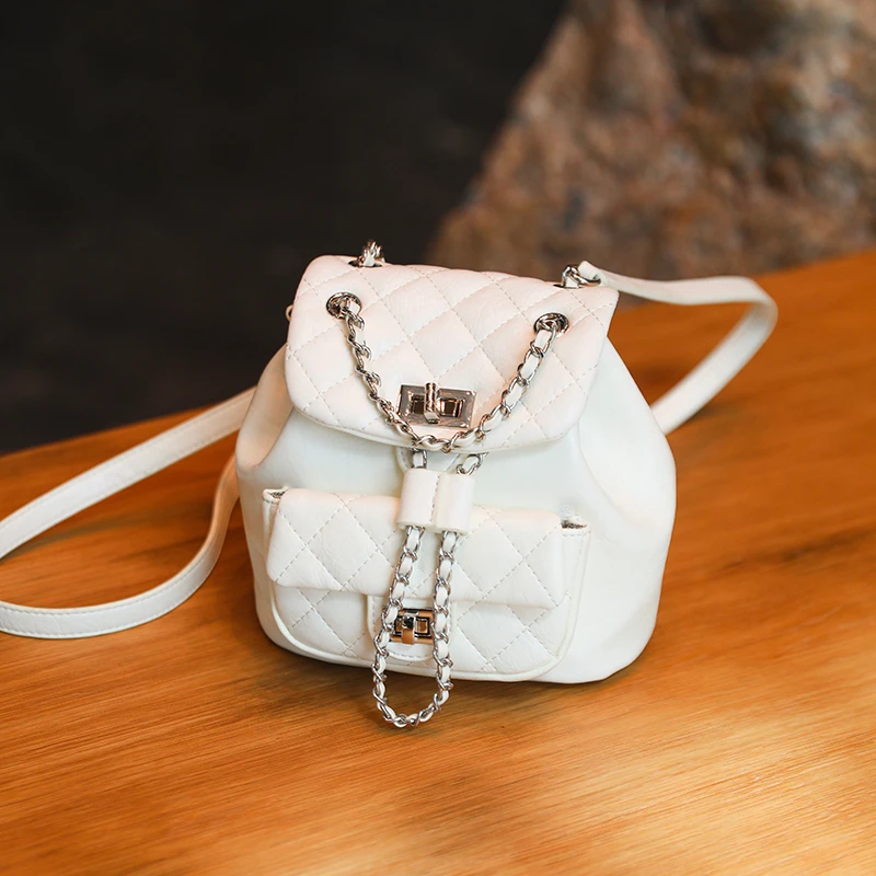 【MUEKA/茉妮卡】菱格链条包抽带双肩包2025新款双肩包女菱格潮流