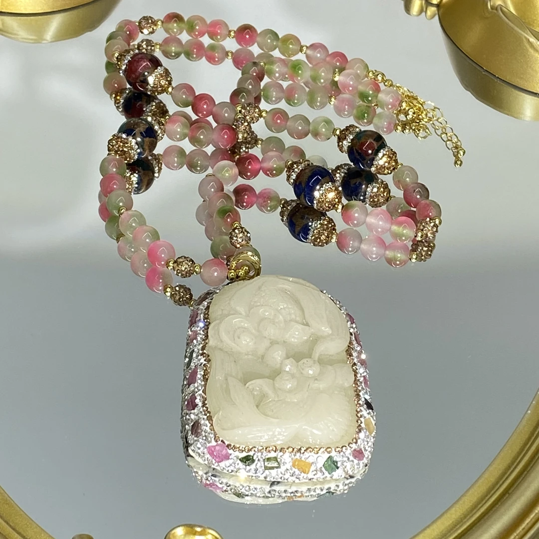 铜合金合成锆石项链 TTSD 白色鱼时尚潮流百搭款毛衣链 8473