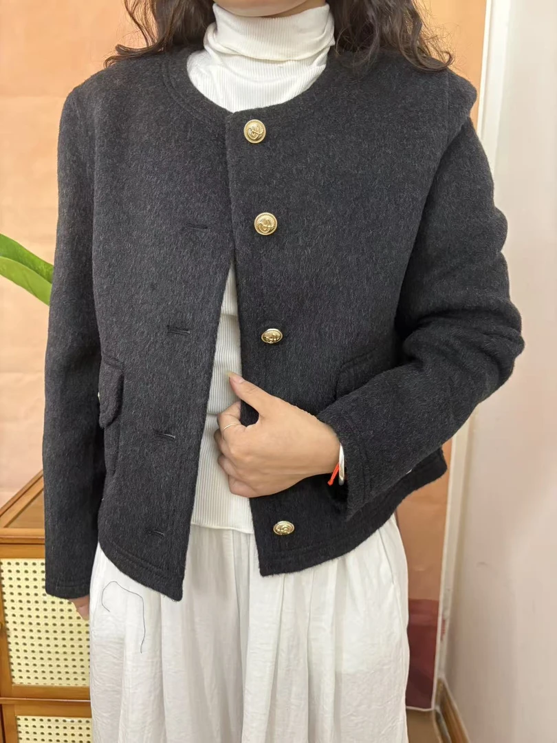 25002新款2025小香风常规款气质女短外套单排扣春季双面秋冬季