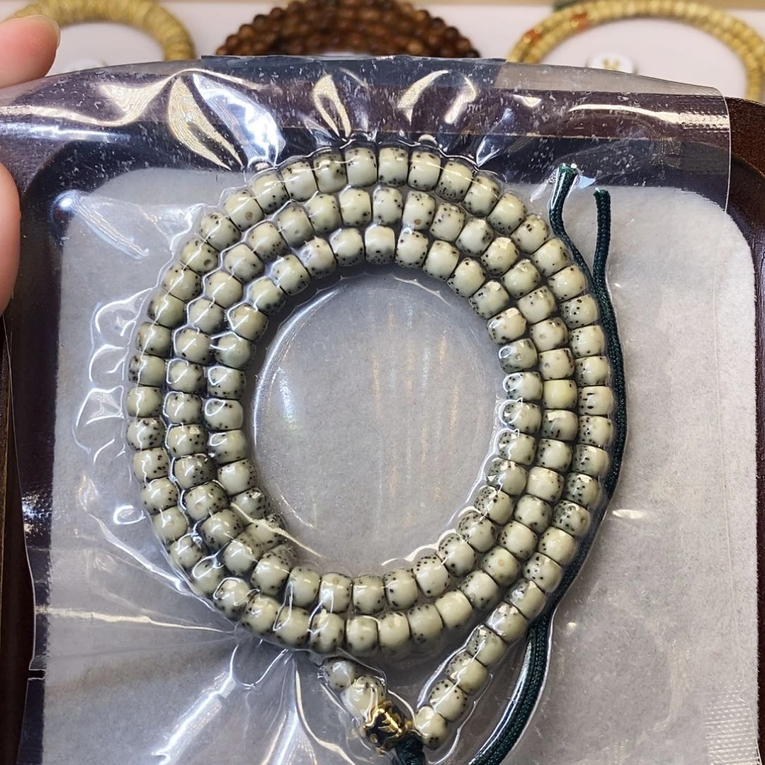星月菩提手串6×5石玉直切大留白