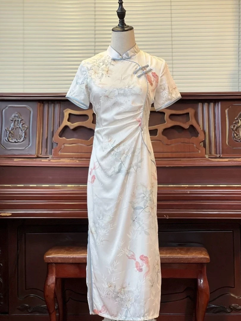 特价！锦鲤改良旗袍日常国风新中式连衣裙送考妈妈旗开得胜年轻