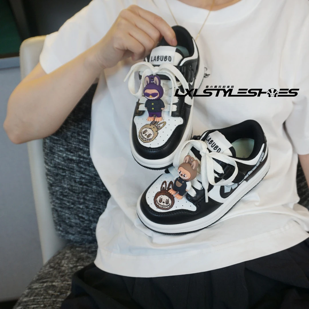 小不不【5273】秋季新款儿童可爱卡通装饰AB版手绘板鞋女童男童时尚