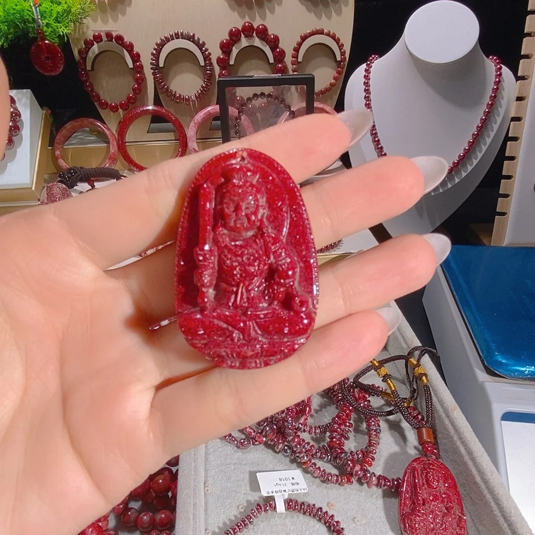 天然辰砂不动明王晶体砂守护神