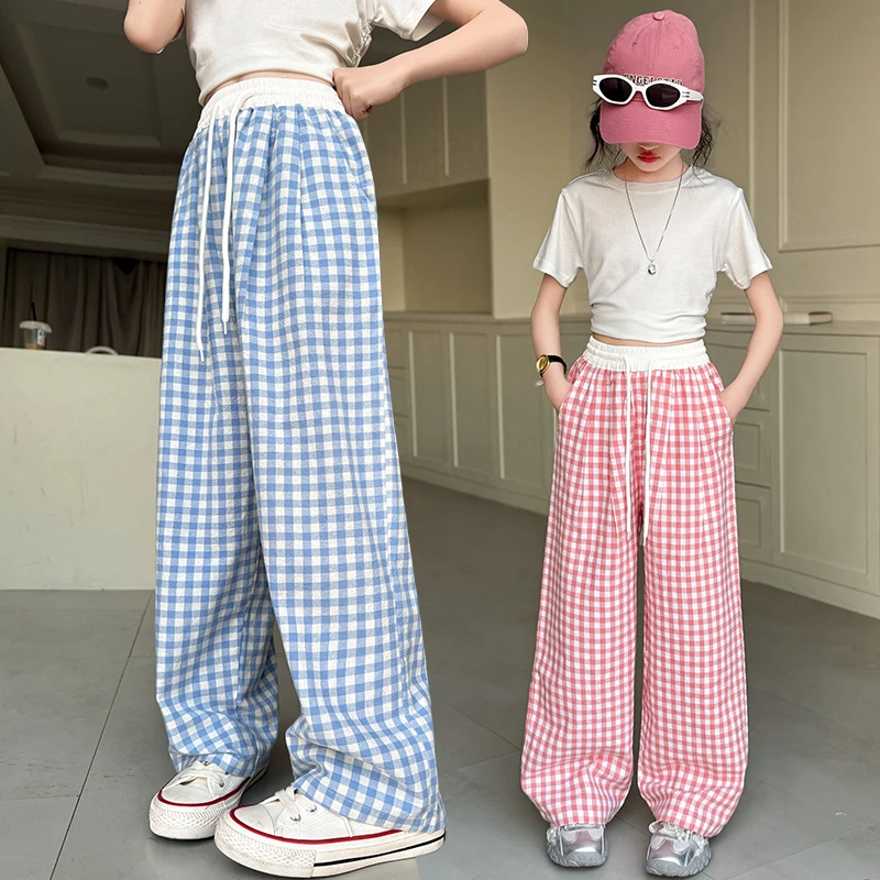 纯棉舒适宽松居家爆款夏季格子直筒裤洋气