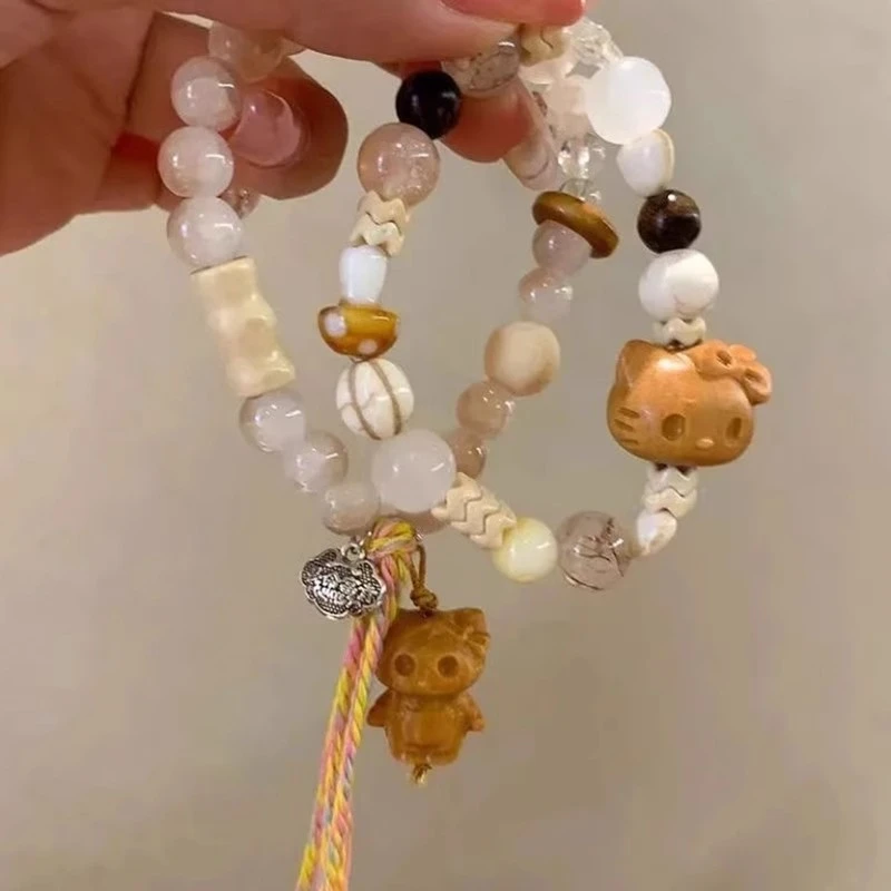 非金属木质手链 helloKitty猫串珠珠子木质百搭学生闺蜜少女气质F