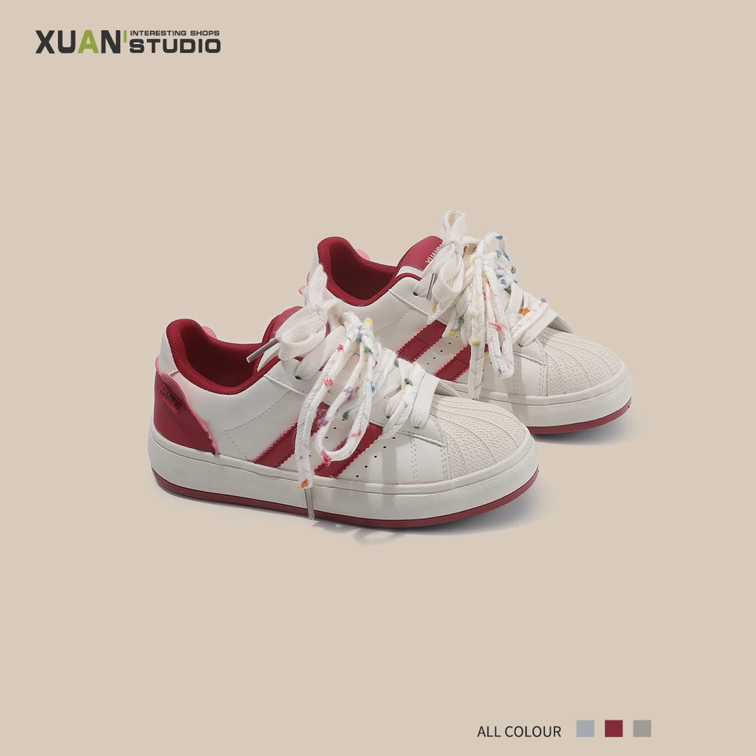 贝壳头女鞋2025春季新款ins复古港风小众设计款推荐板鞋女小白鞋