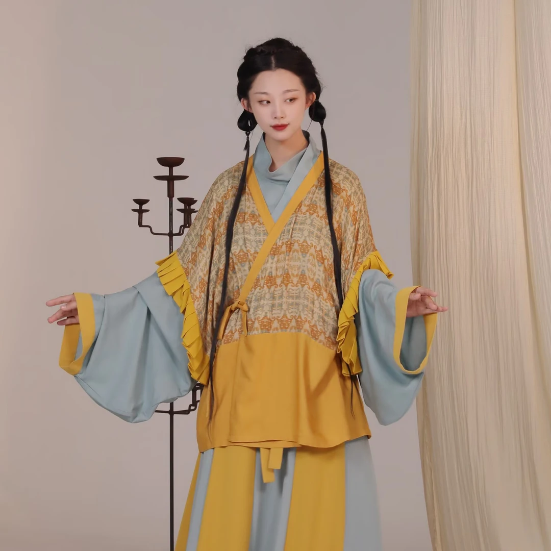 谜阿凰【芸萸半袖】原创花型复原晋制汉服人棉舒适女秋季2025新品