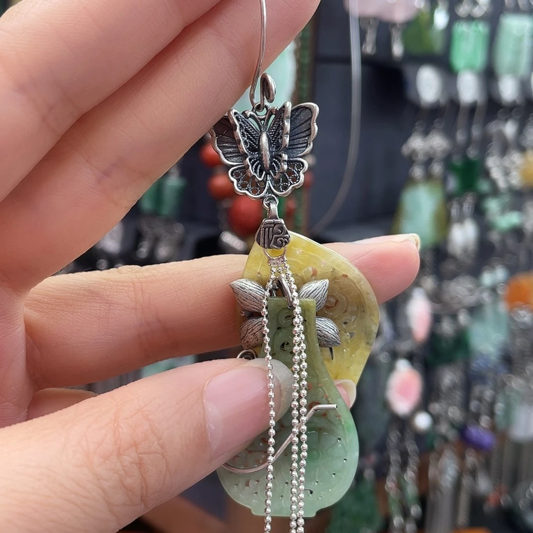 翡翠银S925镶嵌耳饰九**玥017ghjghh