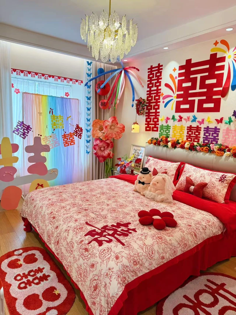 冬季加厚牛奶绒婚庆四件套大红色床单被套婚嫁婚床喜被结婚床品