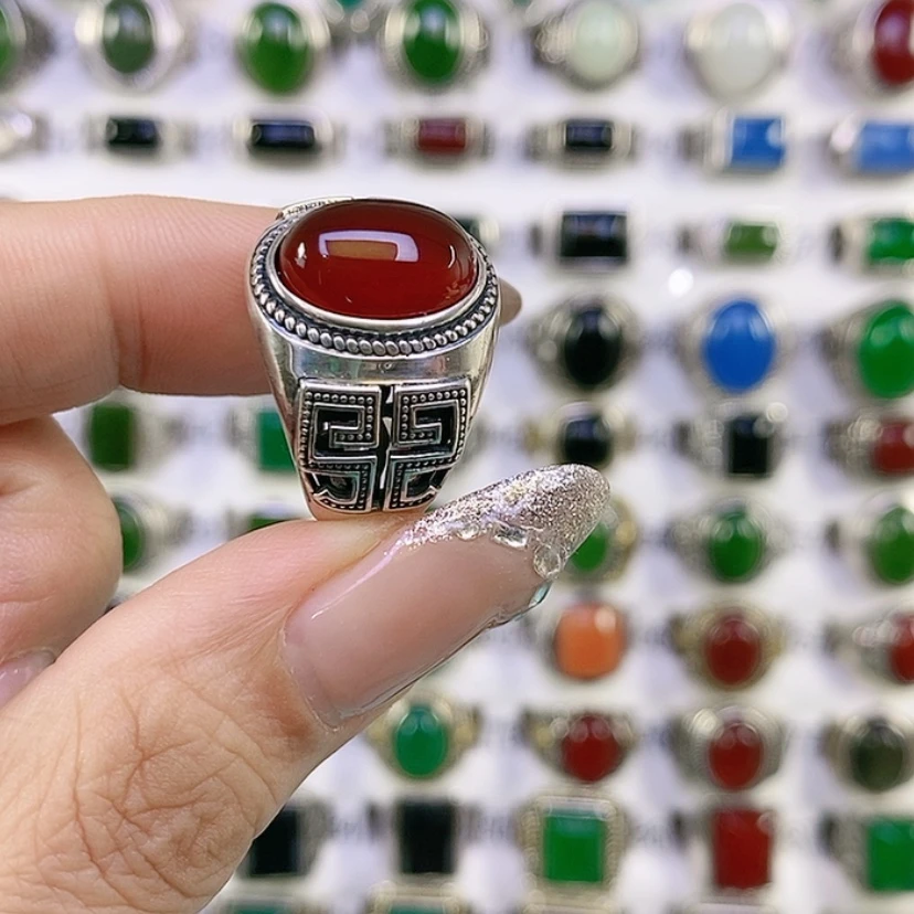 【闪购商品】银S925镶嵌戒指玛瑙/玉髓